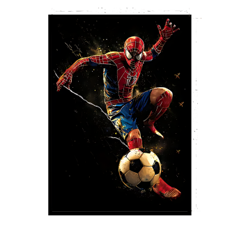 Obraz na plátne v ráme - Spiderman futbalista