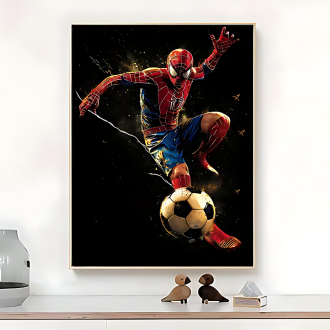 Obraz na plátne v ráme - Spiderman futbalista