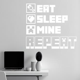 VÝPREDAJ Samolepka Minecraft s nápisom Eat, Sleep, Mine, Repeat